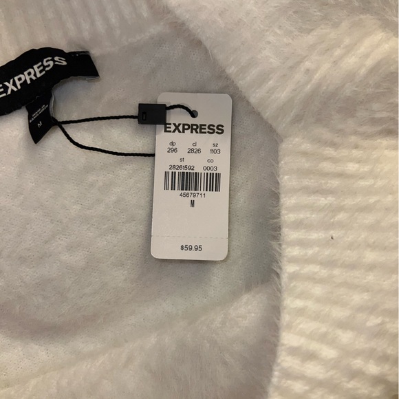 NEW with tags! Medium EXPRESS Very Soft Furry Sweater White NICE - Picture 3 of 9